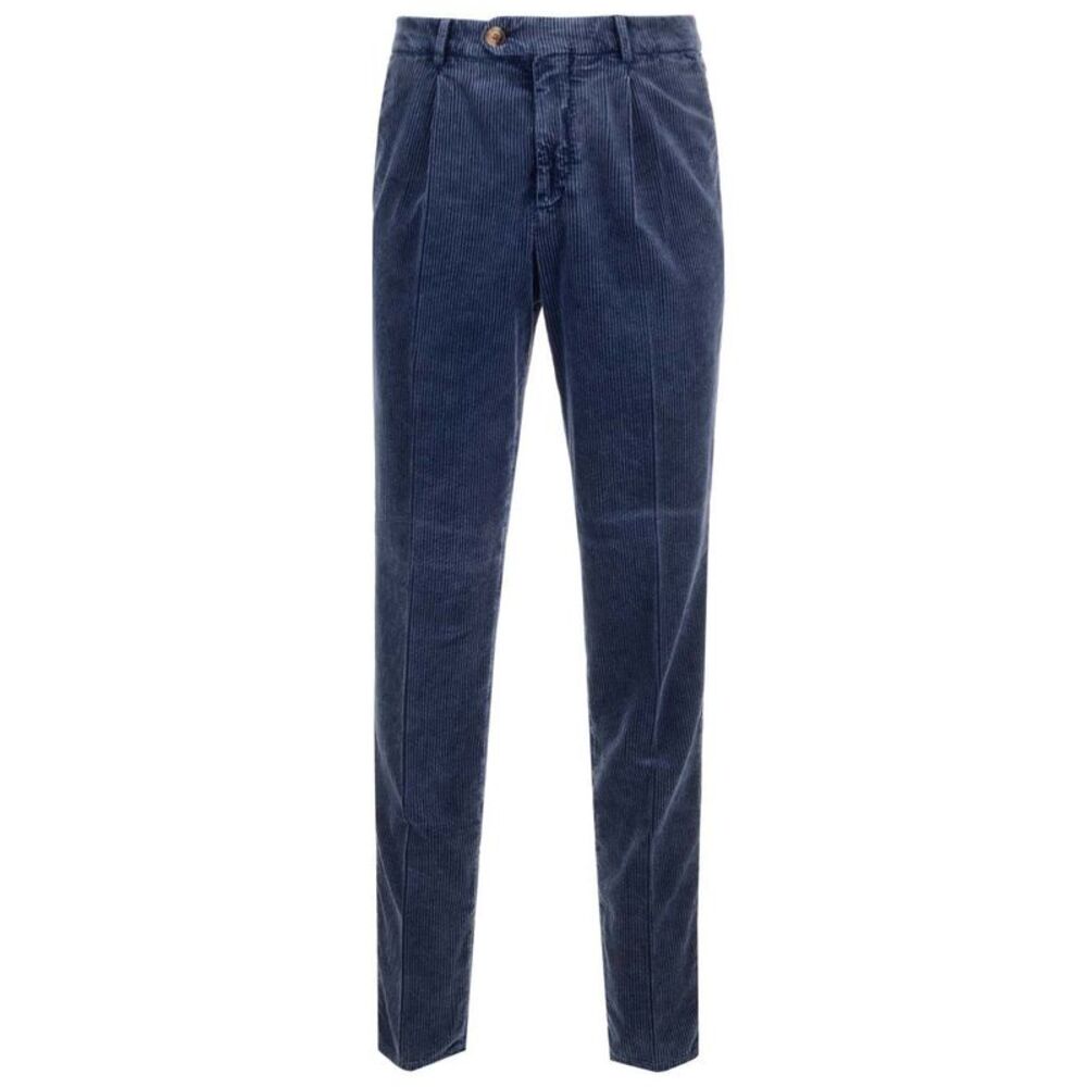 Brunello Cucinelli Men Blue Corduroy Trousers